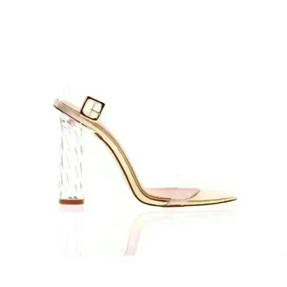 NEW Boohoo Lena Clear Strap Cylinder Unicorn Clear Heels $52 - Picture 1 of 6